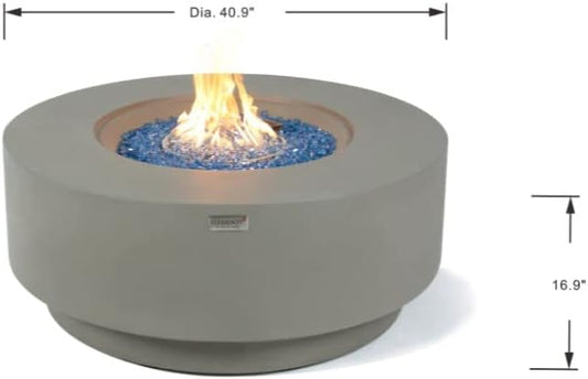 AMS Fireplace | Elementi Plus | Colosseo | Round Light Gray Concrete Natural Gas Fire Table Pit (Natural Gas)