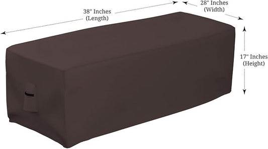 Covers & all Outdoor Rectangular Fire Pit Cover, Rectangle Heavy Duty18 Oz Waterproof UV & Weather Resistant, for Patio Lawn Garden Outside, Air Vents & Drawstrings (38"L x 28"W x 17"H, Coffee)