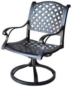 Nassau Outdoor Patio 9-pc Dining Set 64 X 64 Cast Aluminum (9-pc Set (with 8 Swivel Rocker), Premium Fabric Linen Sesame Cushions)