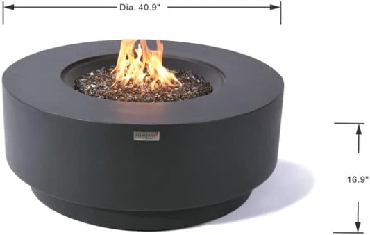 AMS Fireplace | Elementi Plus | Nimes | Round Dark Gray Concrete Natural Gas Fire Table Pit (Natural Gas)