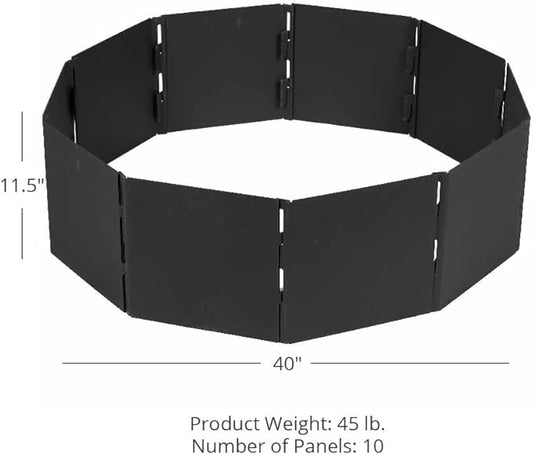 Titan Great Outdoors Heavy Steel 40in Campfire Pit Ring, 10 Panels, Portable Collapsible Design, Easy to Transport, Campfires and Bonfires
