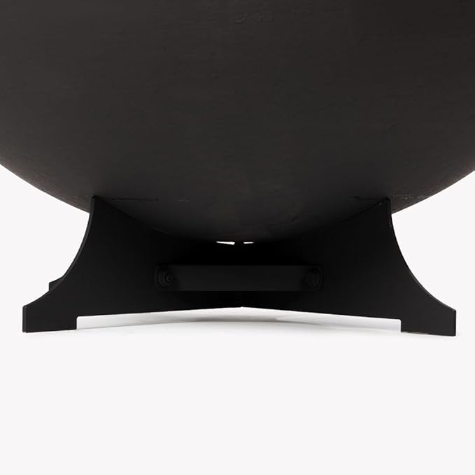 Ash & Ember 32in Hemisphere Fire Pit with Screen and Poker, Cast Iron High-Temperature Black Paint Fire Bowl, Wood Burning Backyard Fireplace, Portable Outdoor Firepit