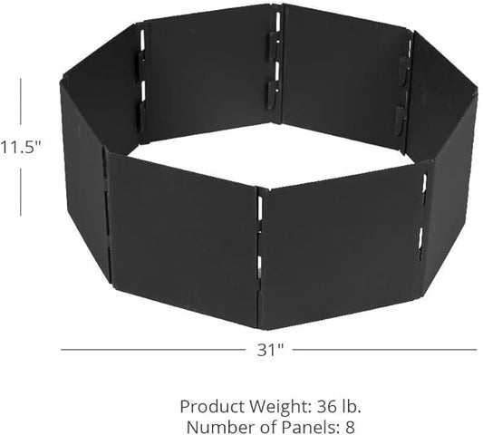 Titan Great Outdoors Heavy Steel 31in Campfire Pit Ring, 8 Panels, Portable Collapsible Design, Easy to Transport, Campfires and Bonfires
