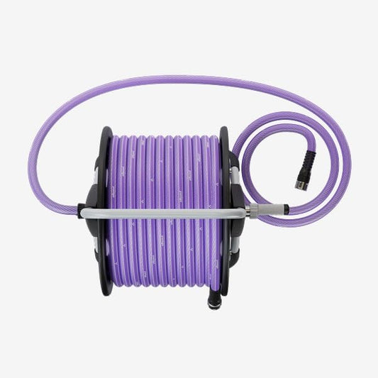FREEDOM Garden Hose Reel equipped with 5/8' 100ft, Kink-Free Hybrid Hose, Portable and Wall-Mountable, Lightweight, Easy Setup. Spray Nozzle and Leader Hose Included
