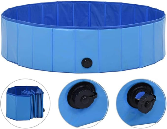 Foldable Dog Swimming Pool, Foldable Pet Swimming Pool, Portable Dog Pool, Bath Pool Collapsible Dog Pet Pool Bathing Tub, 47.2"x11.8" PVC Blue