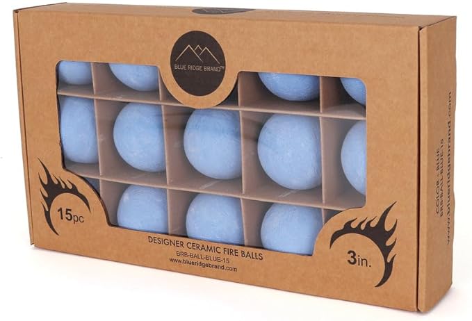 Ceramic Fire Balls - Uniform 3" Lava Rock for Fire Pits - Propane & Gas Fire Pits and Fireplace - Ceramic Spheres for Outdoor and Indoor Use - Natural Lava Stones (30 Pack, Blue)
