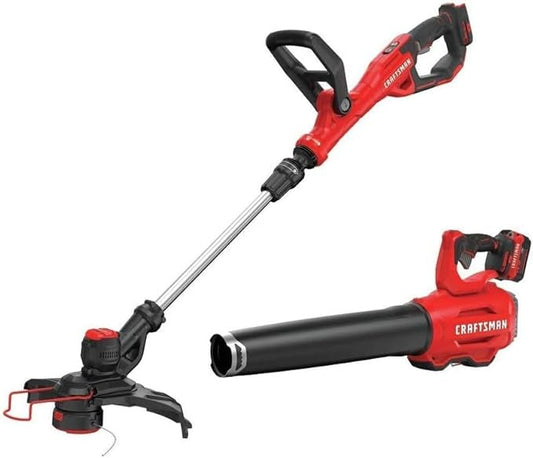 CRAFTSMAN V20 String Trimmer and Leaf Blower Combo Kit, Cordless (CMCK297M1)