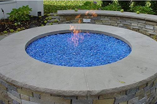 Hiland RGLASS-OB Propane Gas Fire Pit Glass in Ocean Blue, Extreme Tempature Rating, Good for Propane or Natural Gas, 10 Pounds