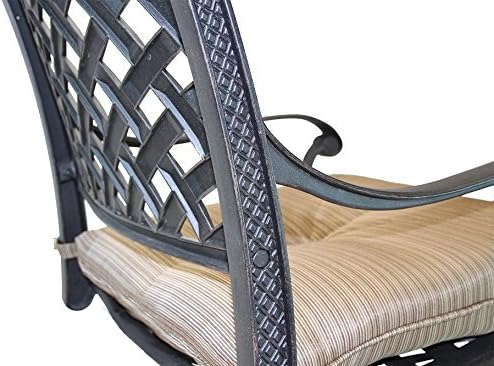 Nassau Outdoor Patio 9-pc Dining Set 64 X 64 Cast Aluminum (9-pc Set (with 4 Swivel Rocker + 4 Regular Chairs), Walnut)