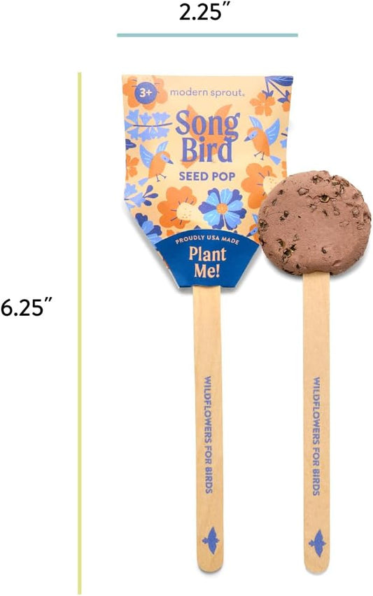 Modern Sprout Seed Pops - Organic Non-GMO Humble Bee, Butterfly & Song Bird Wildflower Seeds - Fun Family Activity - Ideal for Indoor & Outdoor - Gift for Kids, Adults & Plant Lovers (Pack of 12)