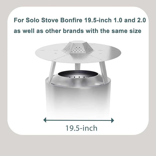 Heat Deflector for Solo Stove Bonfire 19.5",304 Stainless Steel Heat Diffuser with Handle&Legs,Heat Radiation for Wider Warmth Area,Compatible with Bonfire 19.5"Outdoor Fire Pits,for Backyard,Camping