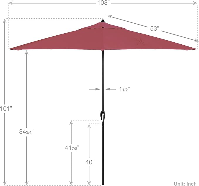 California Umbrella 9' Rd Aluminum Patio Umbrella, Crank Lift, Auto Tilt, Black Finish, Sunbrella Hot Pink