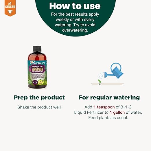 Premium Liquid Lemon Tree Plant Fertilizer - 3-1-2 Concentrate for Indoor Plants and Flowers by Gardenera | Organic Plant Food for Lemon Trees - 8oz
