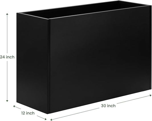 Heavy-Duty Steel Planter Box 30”x12”x24”, Rust-Resistant Large Outdoor & Indoor Plant Container, Metal Garden Box with Drainage Holes & Reinforced Edges