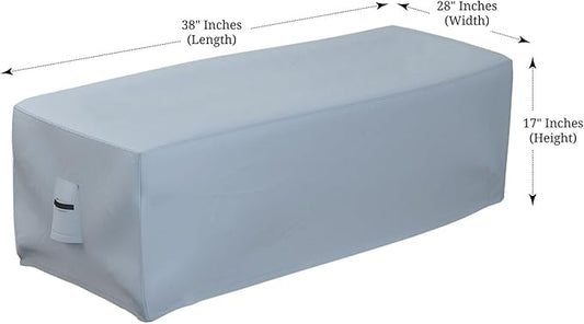 Covers & all Outdoor Rectangular Fire Pit Cover, Rectangle Heavy Duty18 Oz Waterproof UV & Weather Resistant, for Patio Lawn Garden Outside, Air Vents & Drawstrings (38"L x 28"W x 17"H, Gray)