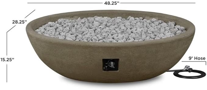 Riverside Oval Propane Fire Bowl in Glacier Gray by Real Flame