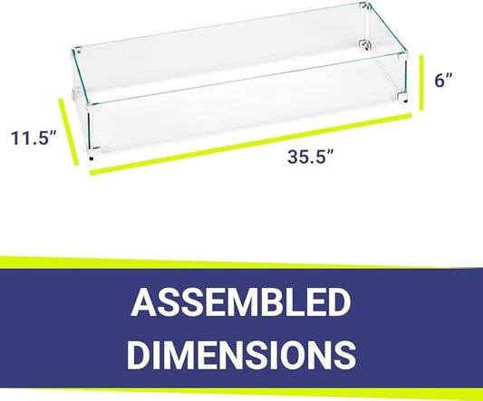 35.5" X 11.5" X 6” Linear Glass Flame Guard