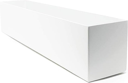 Buhbo Steel Rectangular Planter Box - 16 Inch, White - Modern Trough for Succulents & Small Plants, Indoor/Outdoor Use, Durable Alloy Steel with Drainage