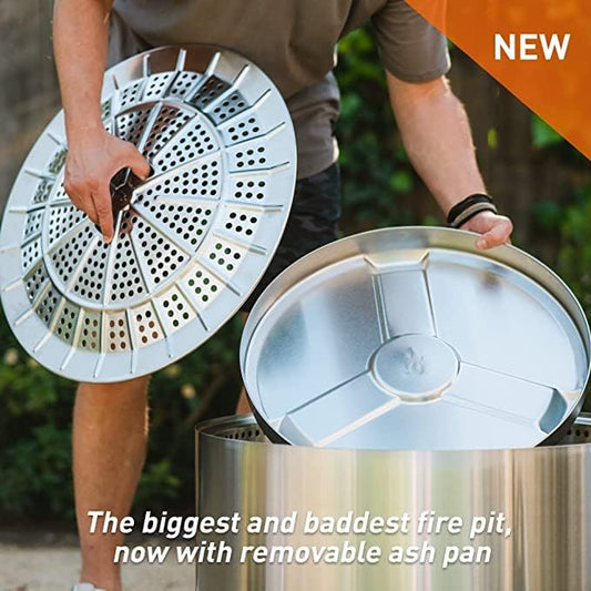 Solo Stove Yukon 2.0, 27 Inch Smokeless Fire Pit with Removable Ash Pan - Wood Burning Portable Stainless Steel Outdoor Fireplace, Stainless Steel, Ideal for 6 or More People, 38 lbs