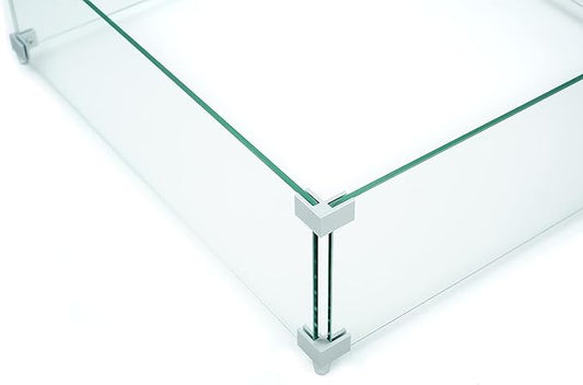AMS Fireplace | Fire Pit Table Square/Rectangular Tempered Glass Wind Guard-Fire Flame Guard 1/4" Thick Wind Guard - Flame Guard (23" Long x 23" Wide x7 High)