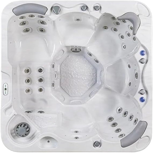 Bueno Spa Jersey 6 - Person 46 - Jet Acrylic Hot Tub with New Arctic Max Insulation, Ozonator, and Cover in Ice White