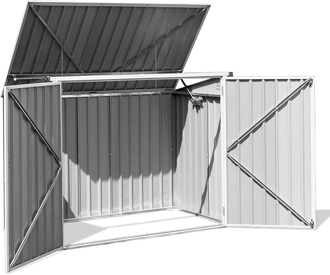 Goplus 6' x 3' Outdoor Storage Shed, Multi-Purpose Galvanized Steel Garden Shed with Air Vent and Lockable Door, Tool Storage Shed for Backyard, Patio & Lawn