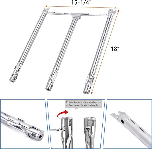 Gassaf 15.3inch Flavorizer bars and 18inch Burner Tube Set Replace for Weber Spirit 300 Series Spirit E310, E320, S310 S320, Part kit Replace for Weber 7636 69787