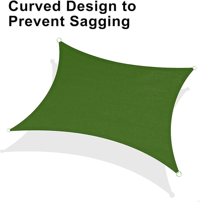 LOVE STORY Custom Size 7'x7' Piquant Green Sun Shade Sail Rectangle UV Block Canopy Patio Sail Sunshades Fabric for Outdoor Garden Carport (We Make Custom Size)