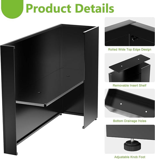Metal Planter Box 38.2'' x 13'' x 30'' Rectangle Planters for Outdoor Plants Large Black Rectangular Planter with Felt Bag & Drainage Holes for Indoor or Outdoor Flower Garden Porch Patio