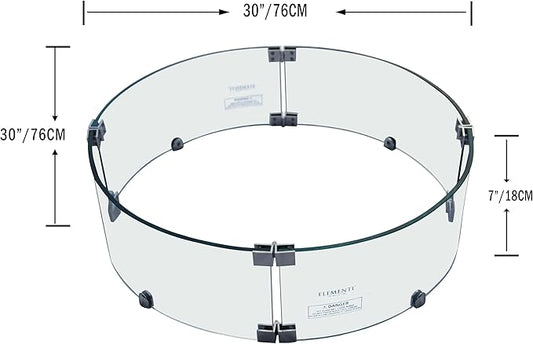 All Fire Table Pit Wind Screens and Stainless Steel Buner Lid from ELEMENTI | ELEMENTI Plus and MODENO (Wind Screens, Round 30" WS - 002)