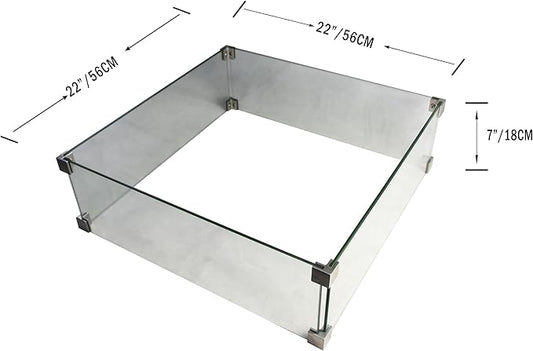 All Fire Table Pit Wind Screens and Stainless Steel Buner Lid from ELEMENTI | ELEMENTI Plus and MODENO (Wind Screens, Square 22" WS - 004)