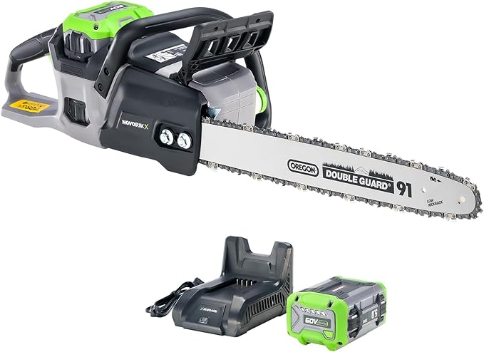 NovorikX 60V Brushless Cordless Chainsaw, 18"&16" Electric Chain Saw with 5.0Ah Battery & Charger, Automatic Oiler, Tool-Free Tension for Tree Trimming & Wood Cutting