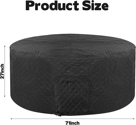 Round Insulated Inflatable Hot Tub Thermal Cover, Energy Efficient Thermal Cover with Zipper Door Hot Tub Lid Protector for Outdoor Use Waterproof Dustproof and Keeping Warm, 71 x 27 Inch (Black)