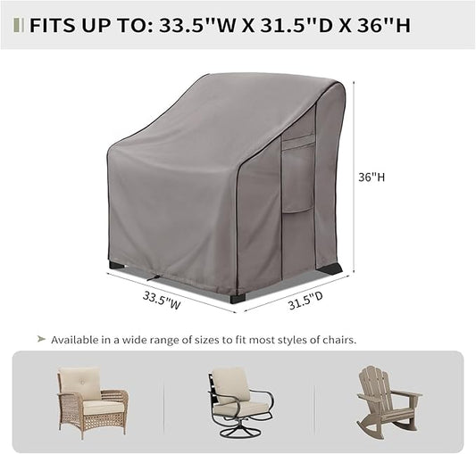 KylinLucky outdoor Furniture Covers Waterproof 33.5W x 31.5D x 36H inches 2 Pack, Lawn Patio Chair Cover Cloudy Grey