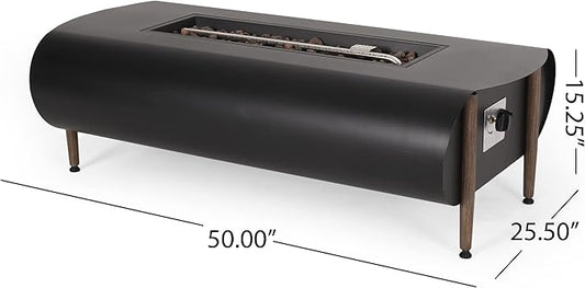 Propane Fire Pit Table, 50" Iron Firepits for Outside, Rectangular Gas Fire Pit for Outside Patio, Propane Fire Table, 50000BTU, Dark Gray