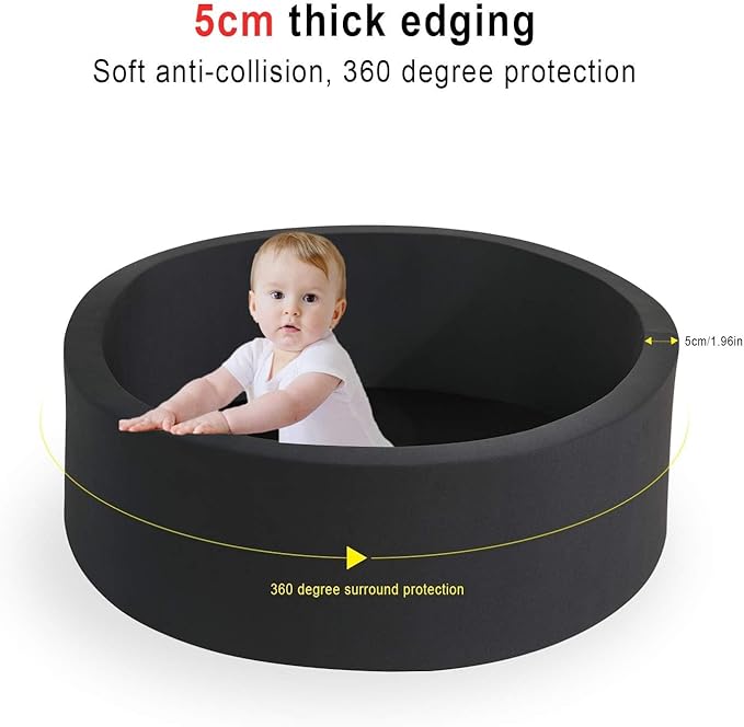 Foam Ball Pit for Toddlers Kids Soft Ball Pool Ideal Gift Play Toy for Children Kiddie Pools - Black