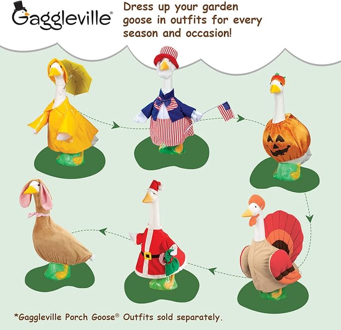 Fox Valley Traders Gaggleville 23" Large White Goose, Plastic Garden Décor, Vibrant and Clean Painted Goose Feet - Indoor or Outdoor Decorative Figurine for Garden, Patio, or Entryway Accent