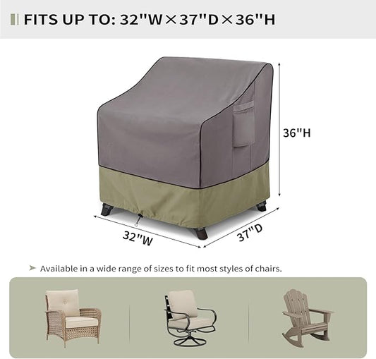 KylinLucky Waterproof Patio Chair Covers 2 Pack 32Wx37Dx36H Inches, All Weather Heavy Duty Outdoor Furniture Covers Grey