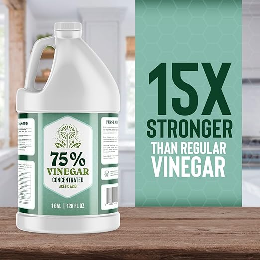 75% Vinegar - 1 Gallon - Concentrated Acetic Acid - All Natural Multipurpose Cleaning Vinegar