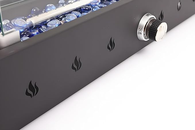 Propane Fire Pit, 28 Inch Iron Firepits for Outside, Rectangle Gas Fire Pits for Outside Patio, Deck, Backyard, Pool, 40000BTU, Black