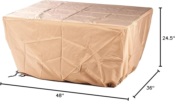 Rectangular 48 in. x 36 in. Aluminum Propane Fire Pit Table, Glass Beads, Two Covers, Lid, 57,000 BTUs in White Finish