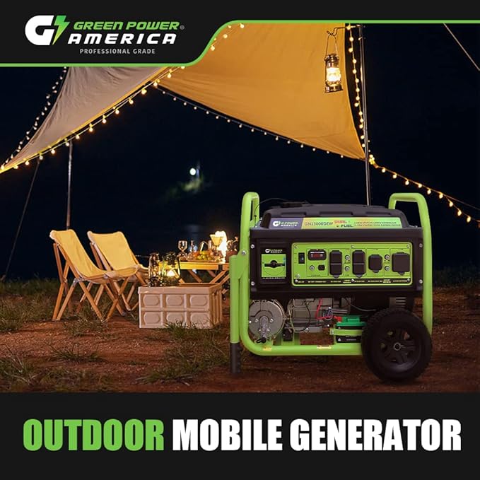 Green-Power America 13000 Watt Dual Fuel Portable Generator,Gas or Propane Powered,Electric Start,Home Back Up & RV Ready