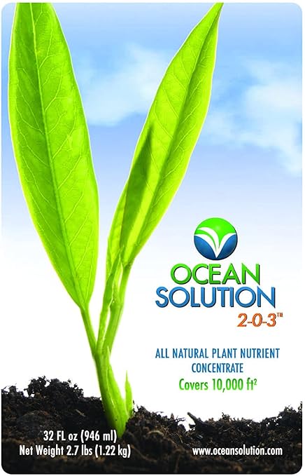 Ocean Solution Organic Liquid Fertilizer - Plant Nutrient Concentrate - Ideal for Livestock & Hydroponic - Easy Application, No Stains or Clogging - Restores Mineral in Soils - 1 Gallon