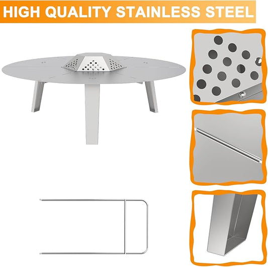 Fire Pit Heat Deflector for Solo Stove Yukon 27" Accessories, Portable Heat Diffuser for Solo Yukon & 27" Other Firepit for Firepit Captures & Redirects Warmth 304 Stainless Steel with Carrying Handle