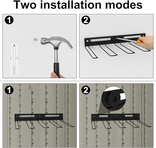 Garage Wall-Mounted Rack, Tool Storage Rack, Garden Tool Rack, Hanging Storage Rack for Yard Tools, Shed Shelf (2-Pack)
