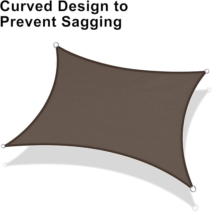 LOVE STORY Custom Size 6'x8' Brown Sun Shade Sail Rectangle UV Block Canopy Patio Sail Sunshades Fabric for Outdoor Garden Carport (We Make Custom Size)