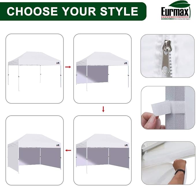 Eurmax USA 10'x15' Pop Up Canopy Tent Commercial Instant Canopies with Heavy Duty Roller Bag,Bonus 4 Sand Weights Bags (White)