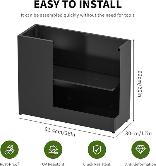 36" L x 12" W x 26" H Black Planter Box - Thickened Galvanized Steel with Weather-Resistant Coating, Heavy-Duty Raised Garden Bed for Outdoor Plants, Easy Assembly & Adjustable Feet