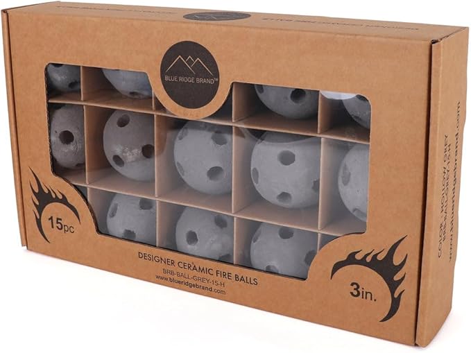 Ceramic Fire Balls - Hollow 3" Lava Rock for Fire Pits - Propane & Gas Fire Pits and Fireplace - Ceramic Spheres for Outdoor and Indoor Use - Natural Lava Stones (30 Pack, Grey)