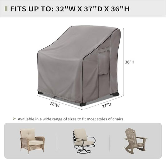 KylinLucky Waterproof Patio Furniture Covers 32W x 37D x 36H 2Pack, Heavy Duty Lawn Chair Cover for Outdoor Cloudy Grey